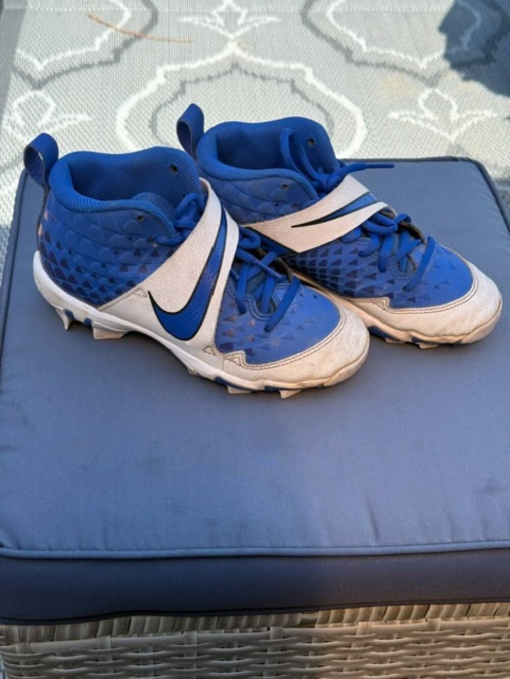 Nike Force Zoom Trout 6 Keystone Baseball Cleats (White and Blue)